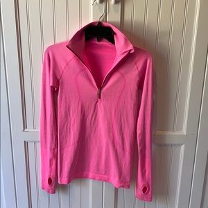 Lululemon bright pink, long sleeved, half-zip top